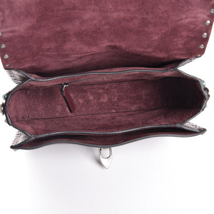 Valentino Garavani Pebbled Calfskin Medium Guitar Strap Rockstud Rolling Flap Saddle Bag Rubin 5 of 8