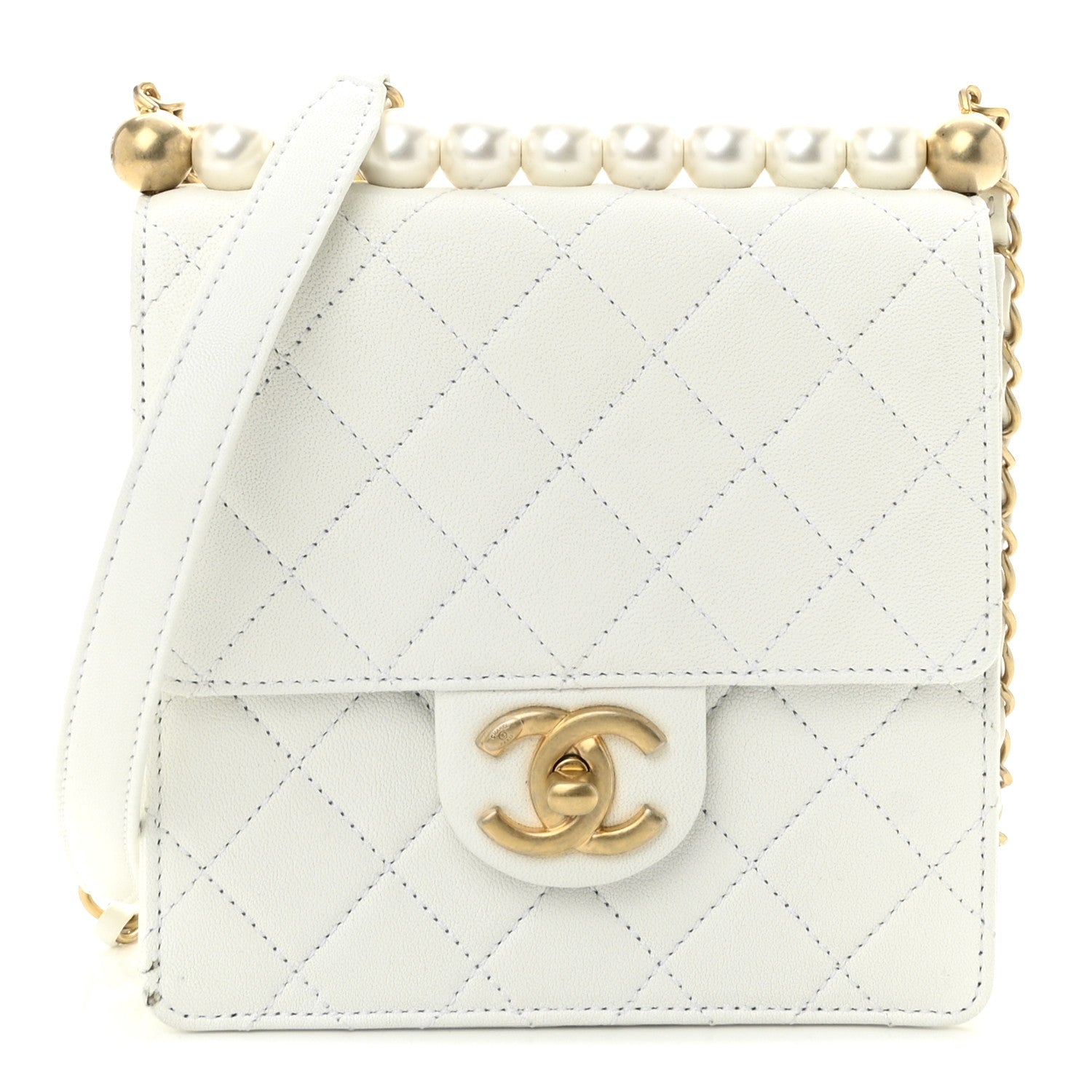 Chanel Goatskin Quilted Chic Pearls Flap White 1 of 10