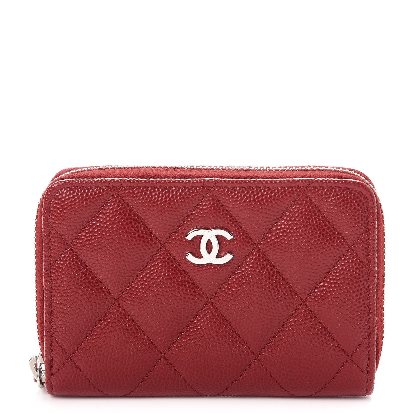 Caviar Quilted Zip Coin Purse Red