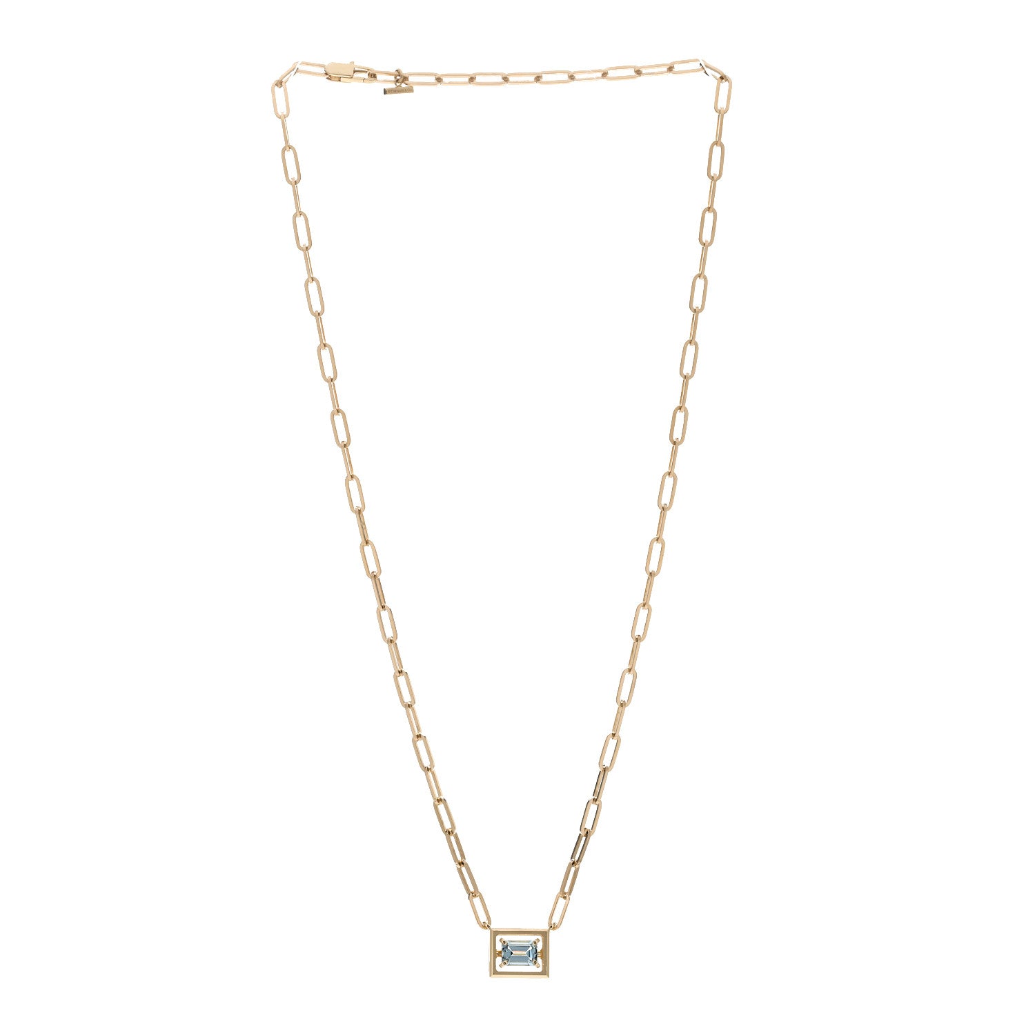Tiffany 18K Yellow Gold Aquamarine Jewel Box Pendant Necklace 3 of 6