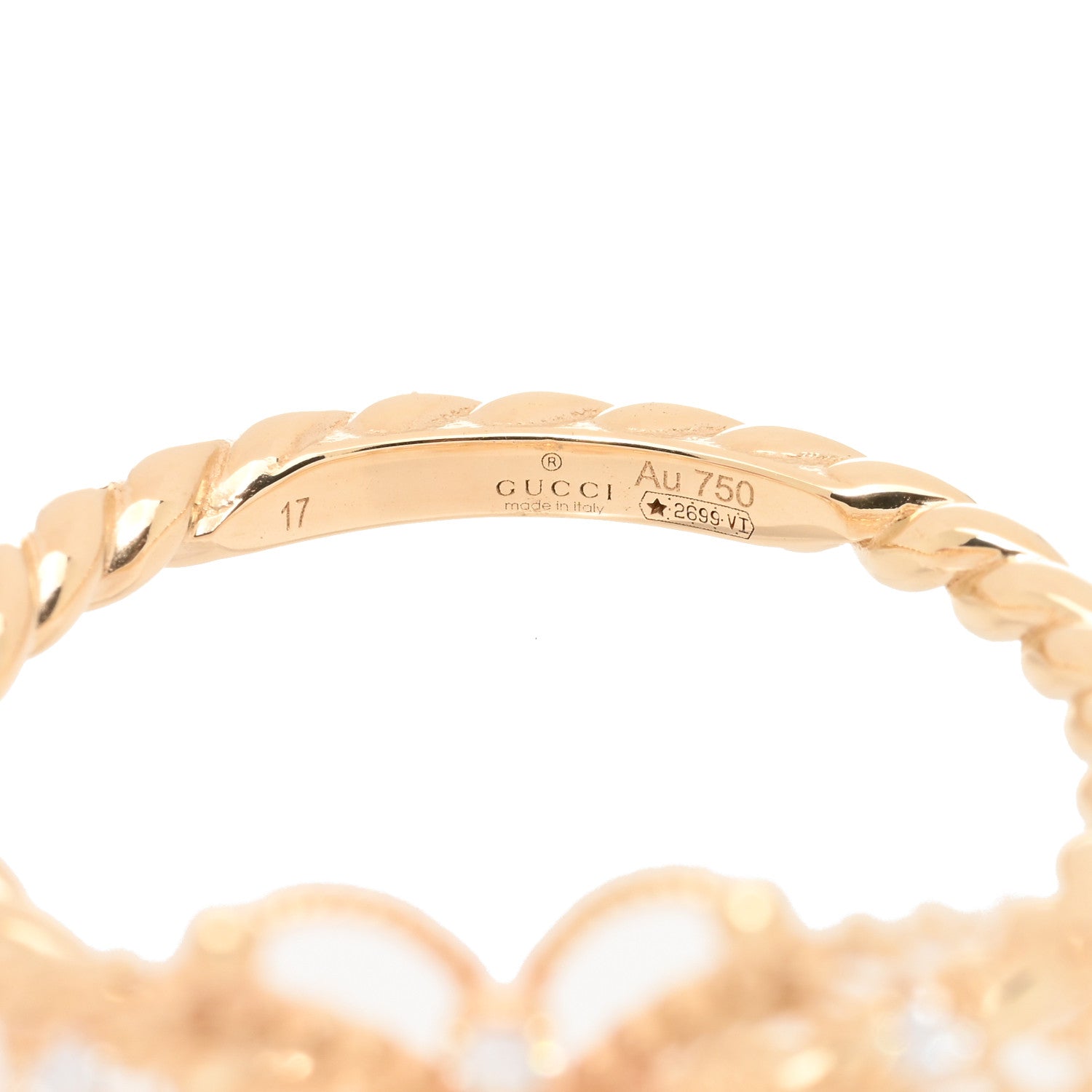 Gucci 18K Yellow Gold Diamond Butterfly Ring 57 8 4 of 5