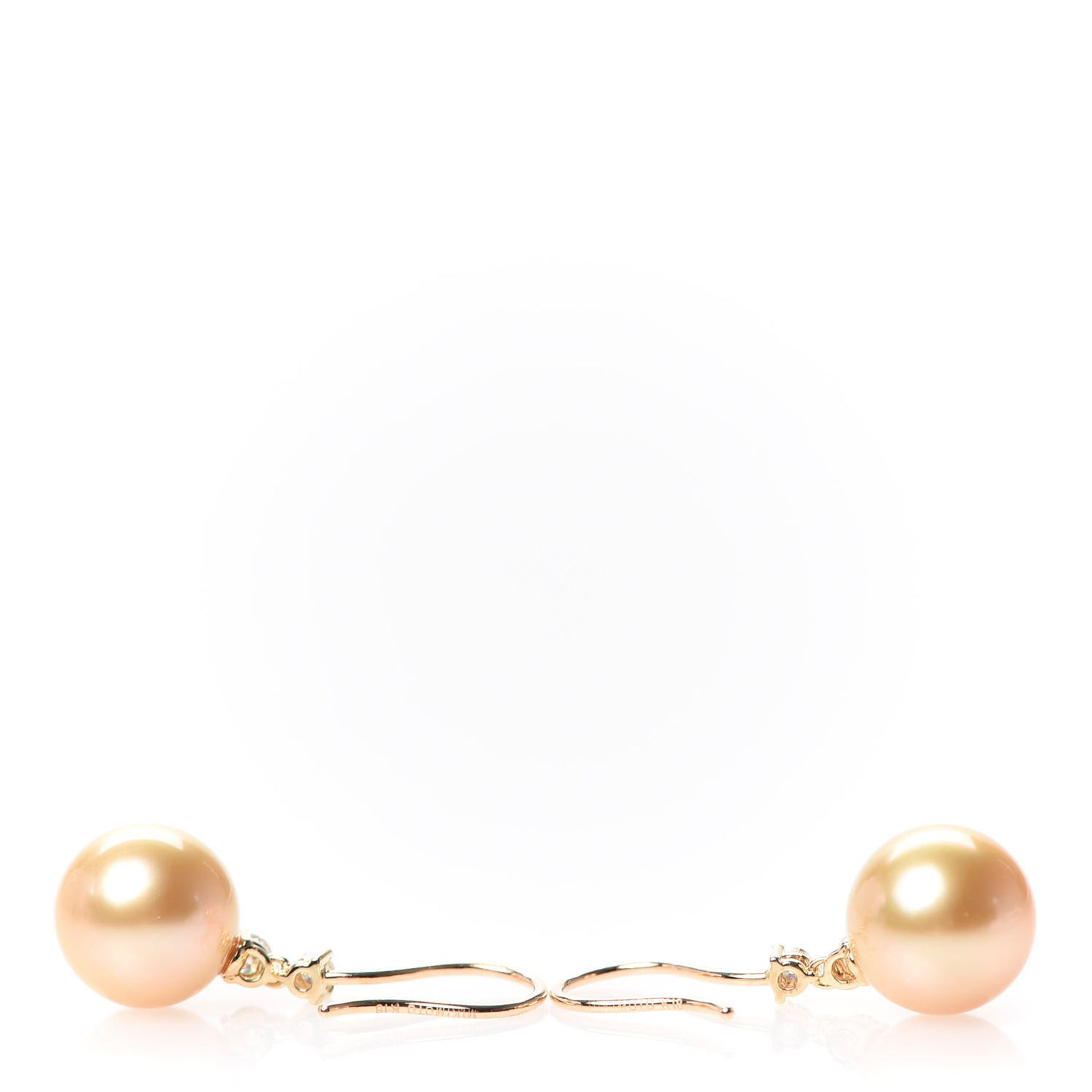 18K Yellow Gold Diamond Golden South Sea Pearl 9.5mm Drop Earrings