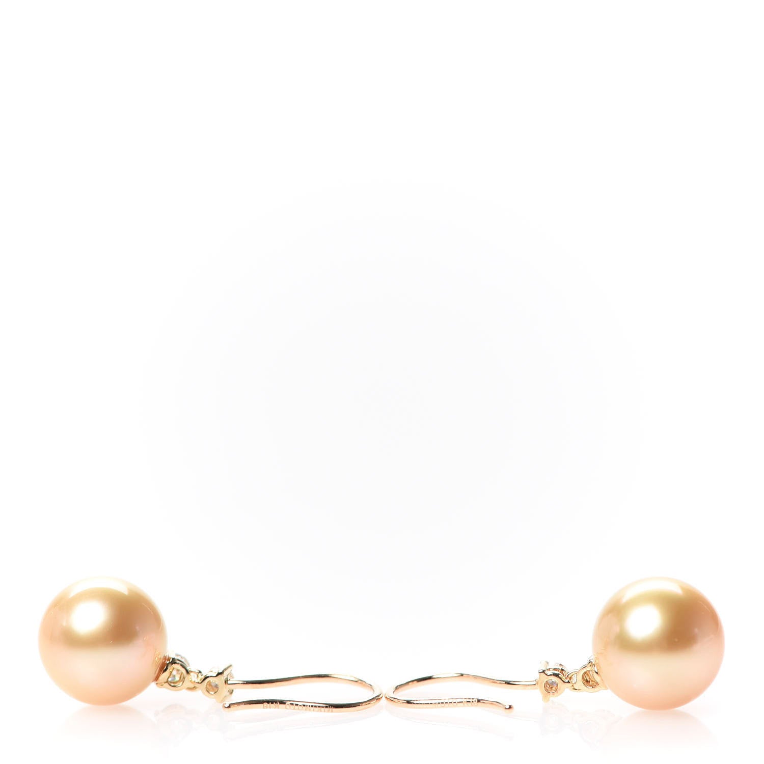 Mikimoto 18K Yellow Gold Diamond Golden South Sea Pearl 9.5mm Drop Earrings 3 of 4