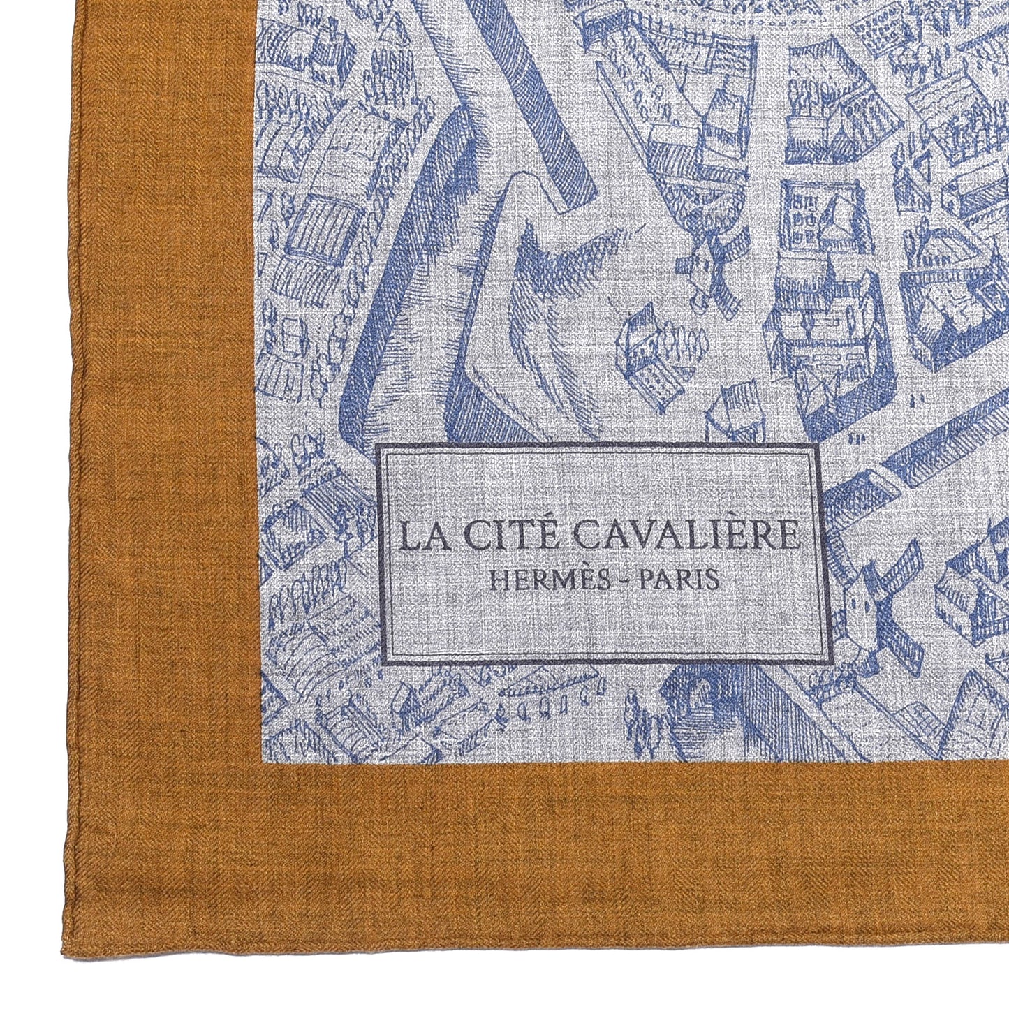Cashmere Silk La Cite Cavaliere Shawl 140 Gold Gris Chine