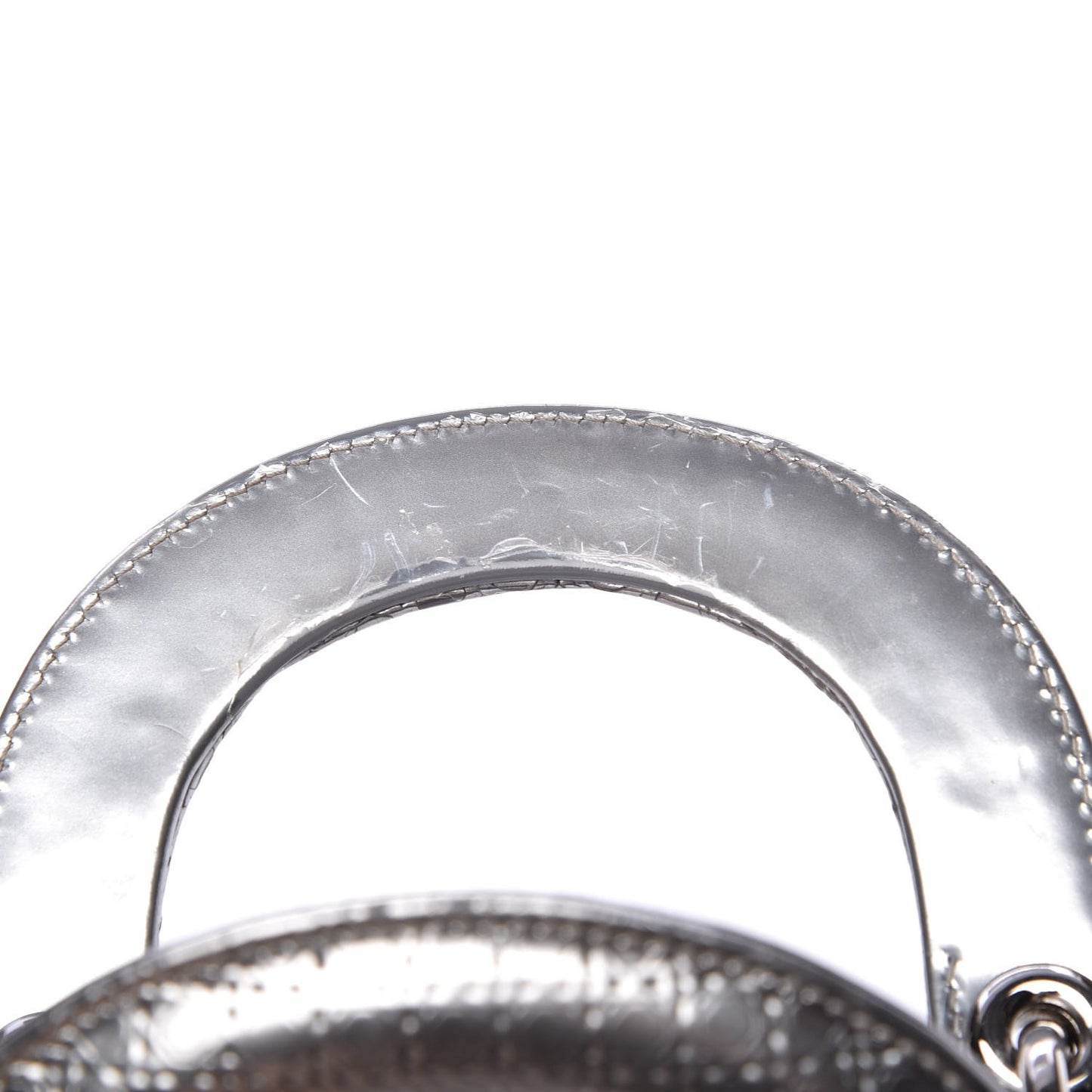 Metallic Patent Micro-Cannage Mini Lady Dior Silver
