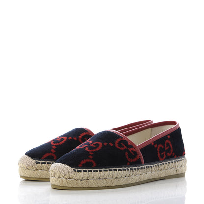 Gucci Terry Cloth GG Monogram Espadrilles 37 Blue Red 3 of 10