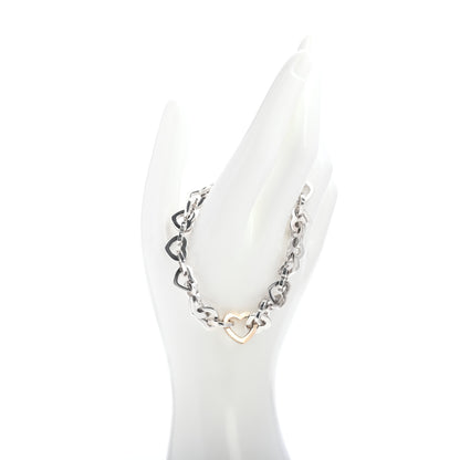Tiffany Sterling Silver 18K Yellow Gold Heart Links Bracelet 2 of 4