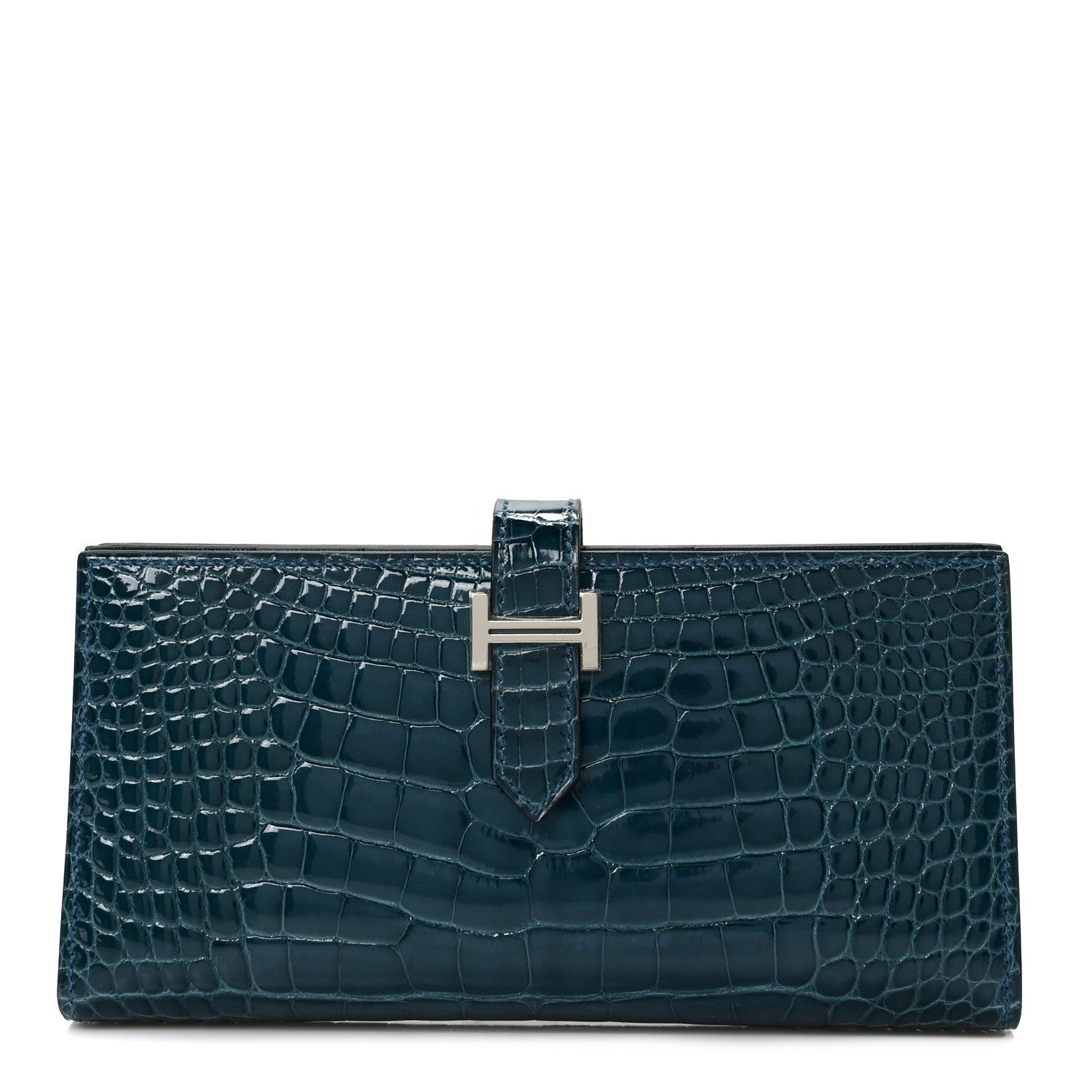 Hermes Shiny Alligator Bearn Wallet Colvert 1 of 7
