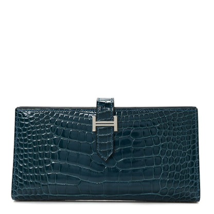 Hermes Shiny Alligator Bearn Wallet Colvert 1 of 7