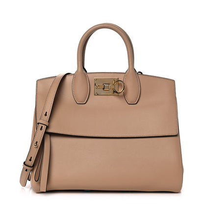 Salvatore Ferragamo Calfskin Medium Studio Bag Almond 1 of 9
