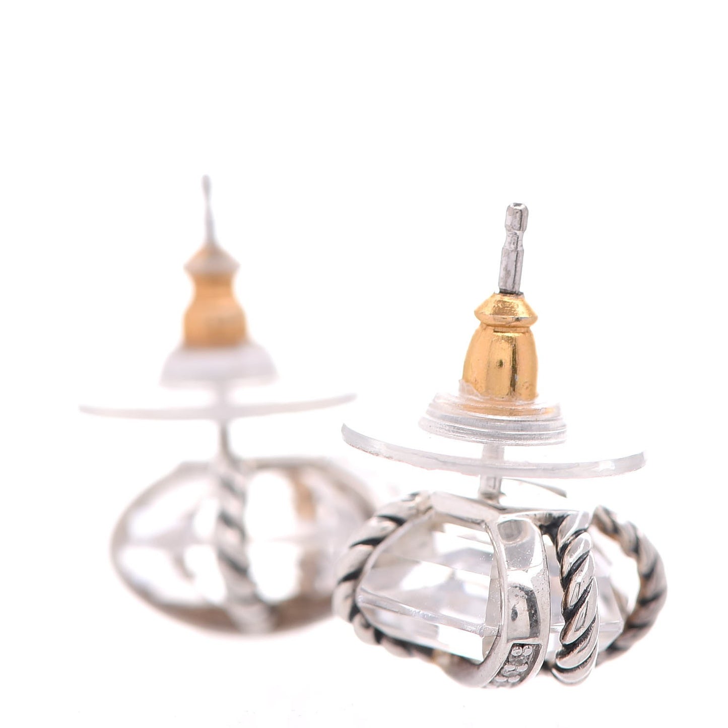 Sterling Silver Diamond Crystal 10mm Cable Wrap Earrings