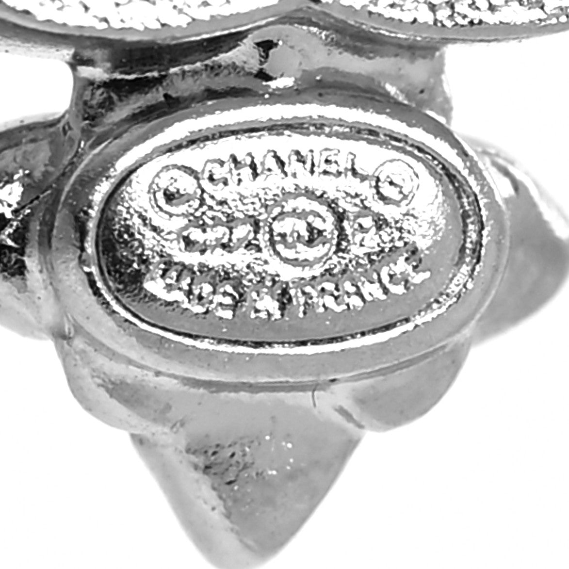 Chanel Crystal Pearl Flower CC Earrings Silver 4 of 4