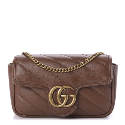 Gucci Azalea Calfskin Matelasse Diagonal Super Mini GG Marmont Shoulder Bag Cuir 1 of 10