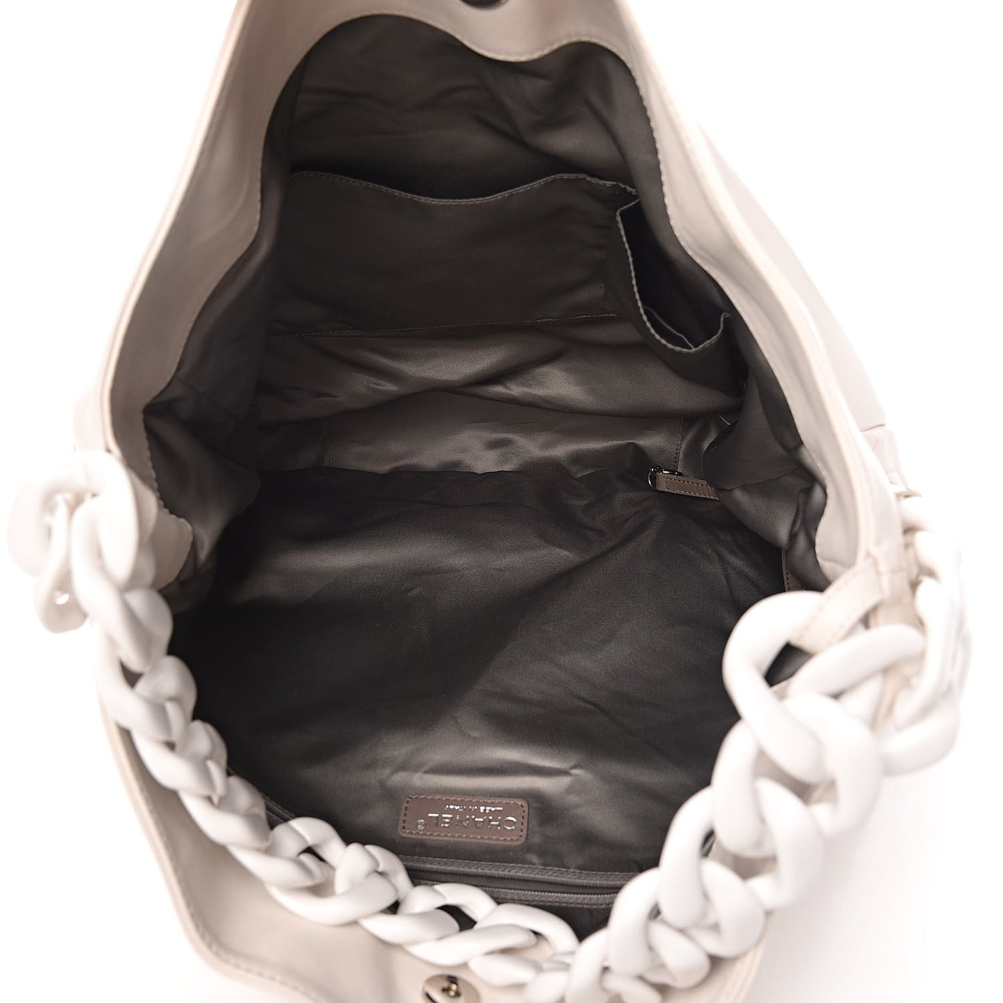 Calfskin Modern Chain Rhodoid Hobo White