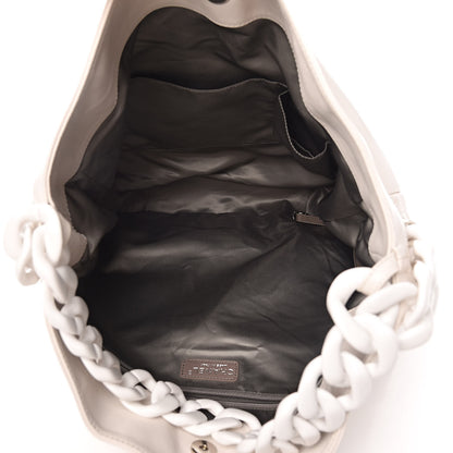 Chanel Calfskin Modern Chain Rhodoid Hobo White 5 of 13