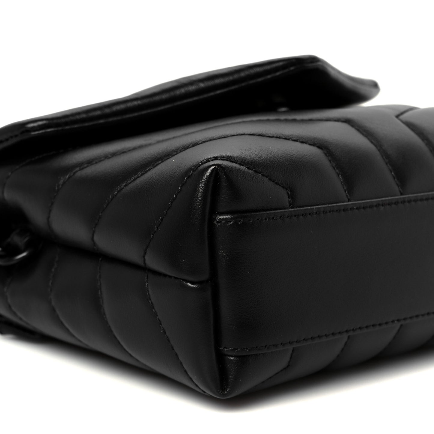 Calfskin Y Quilted Monogram Monochrome Toy Loulou Crossbody Bag Black