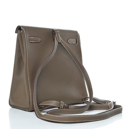 Hermes Taurillon Clemence Kelly Ado Backpack Etoupe 3 of 21