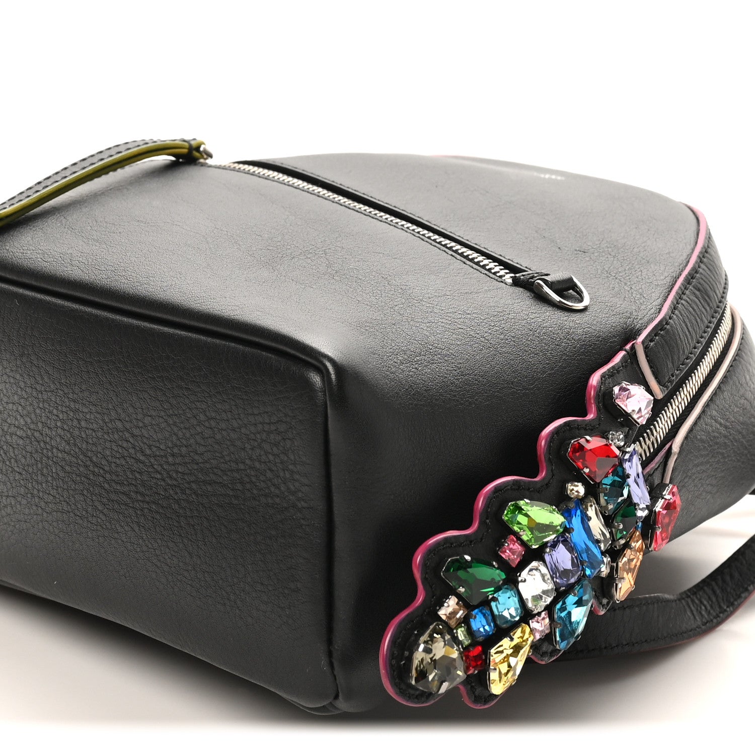 Fendi Vitello Dolce Crystal Flowerland Croc Tail Mini Backpack  Black Multicolor 10 of 10