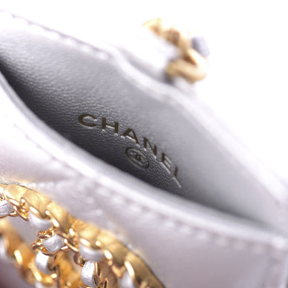 Chanel Metallic Goatskin Quilted 19 Card Holder On Chain Silver 10 of 10