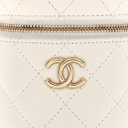Chanel Lambskin Quilted Ruched Handle Vanity Case White 9 of 9