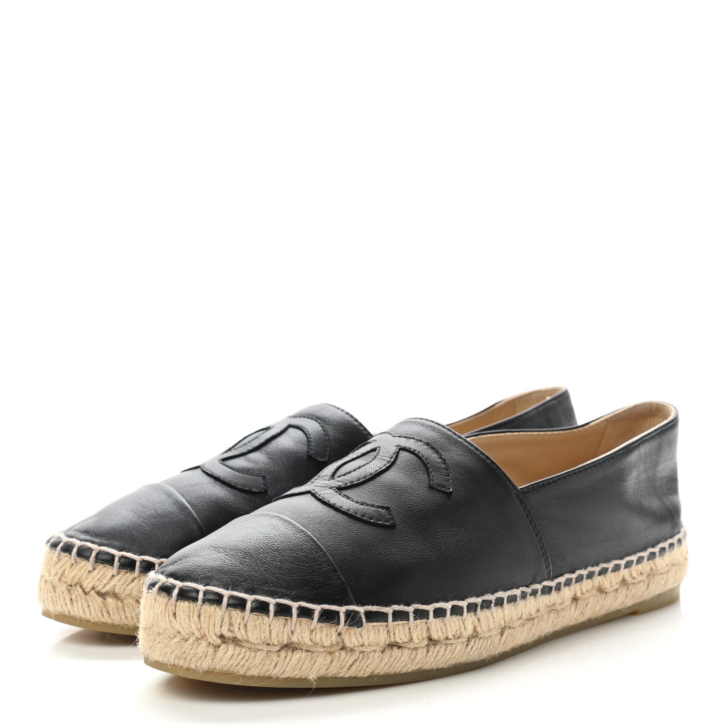 Chanel Lambskin CC Espadrilles 37 Black 3 of 12