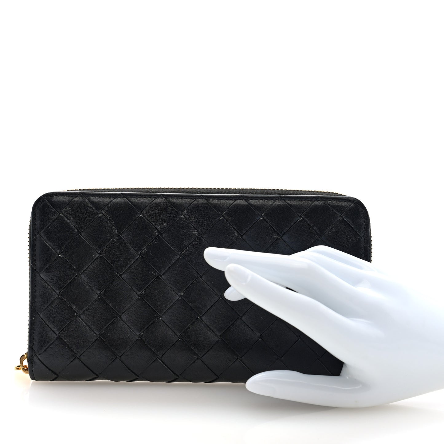 Nappa Intrecciato Zip Around Wallet Black