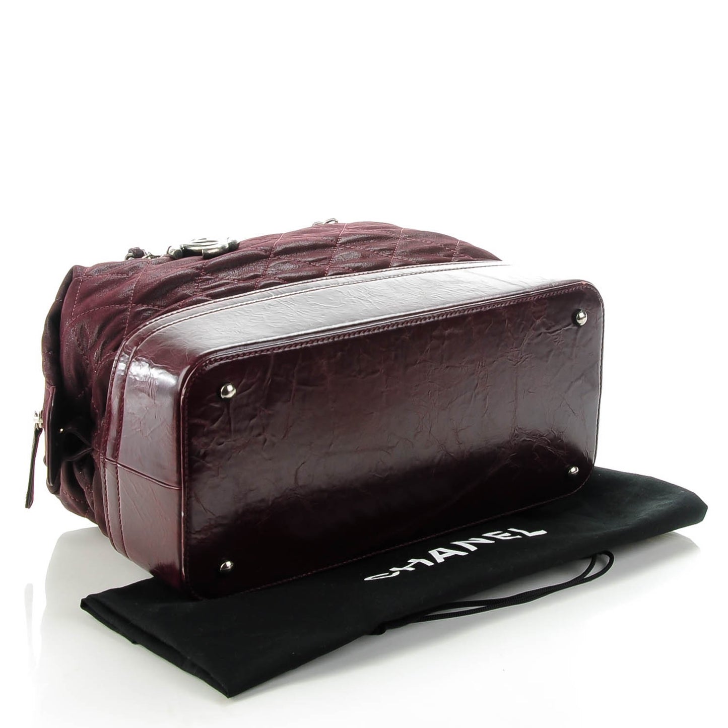 Iridescent Calfskin Quilted VIP Bowling Bag Bordeaux