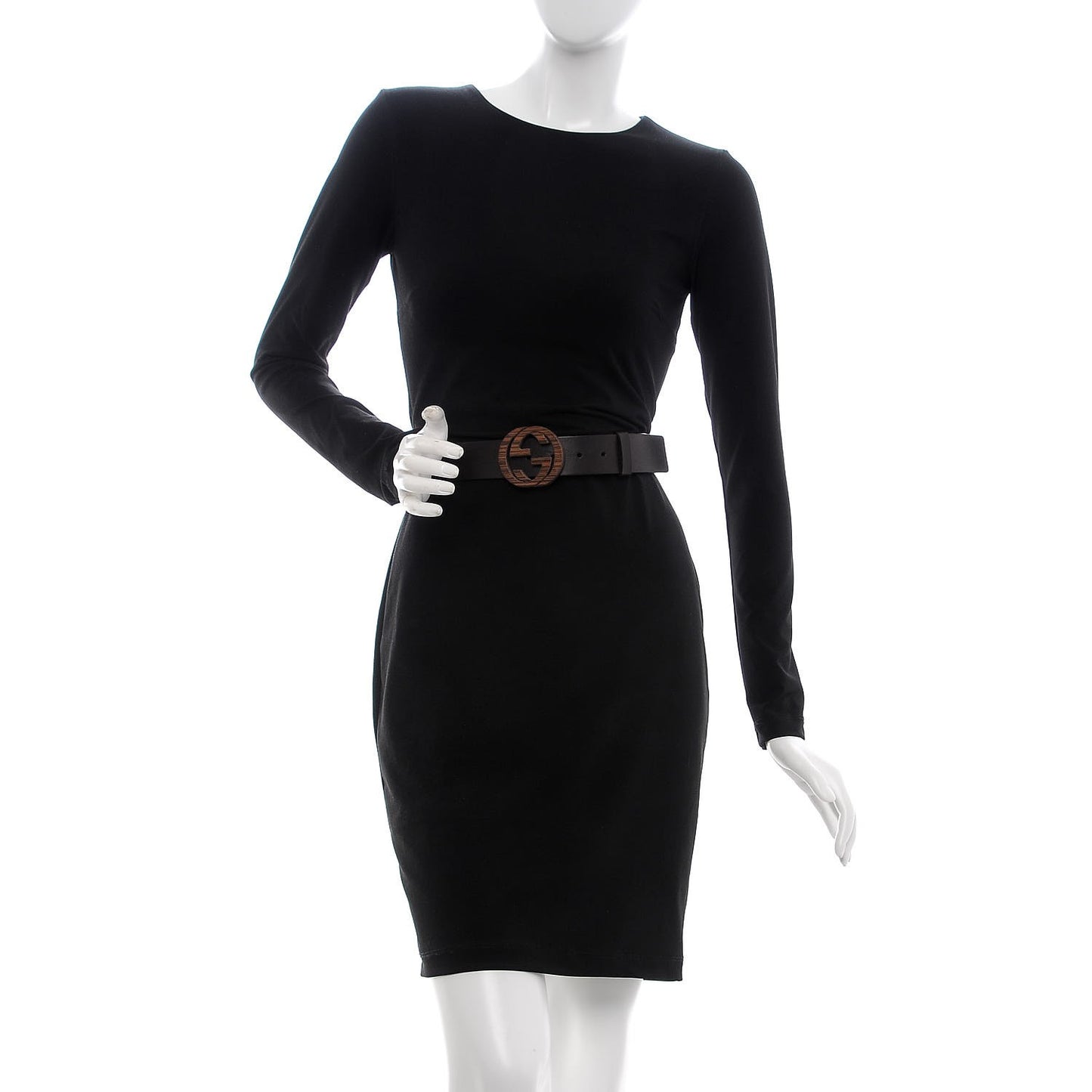 Calfskin Wood Interlocking G Belt 95 38 Brown