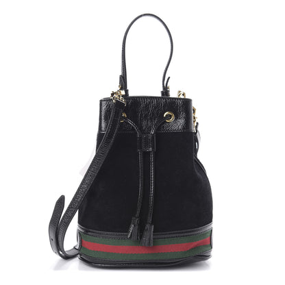 Gucci Suede Patent Web Small Ophidia Bucket Bag Black 1 of 9