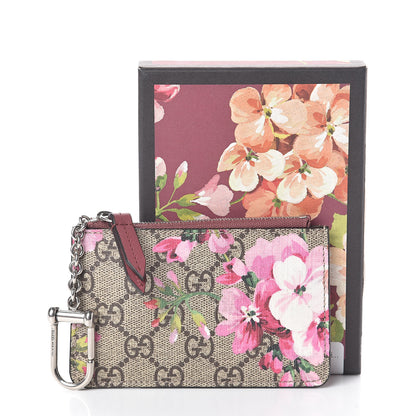 Gucci GG Supreme Monogram Blooms Key Ring Coin Case Beige Multicolor Dry Rose 7 of 7