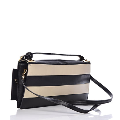 Valentino Garavani Nappa Striped My Rockstud Clutch Black Light Ivory 3 of 12