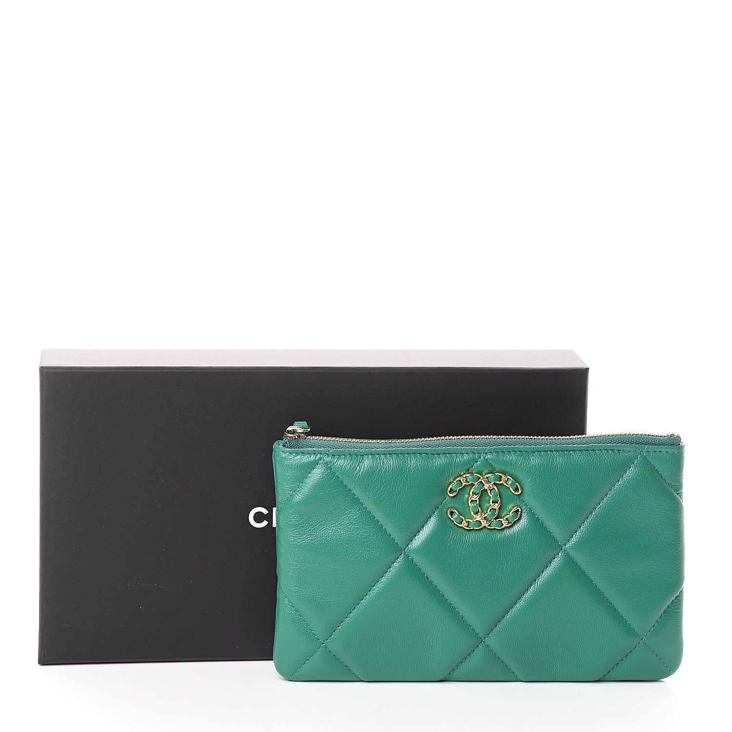 Chanel Goatskin Quilted 19 Cosmetic Case Green 7 of 7