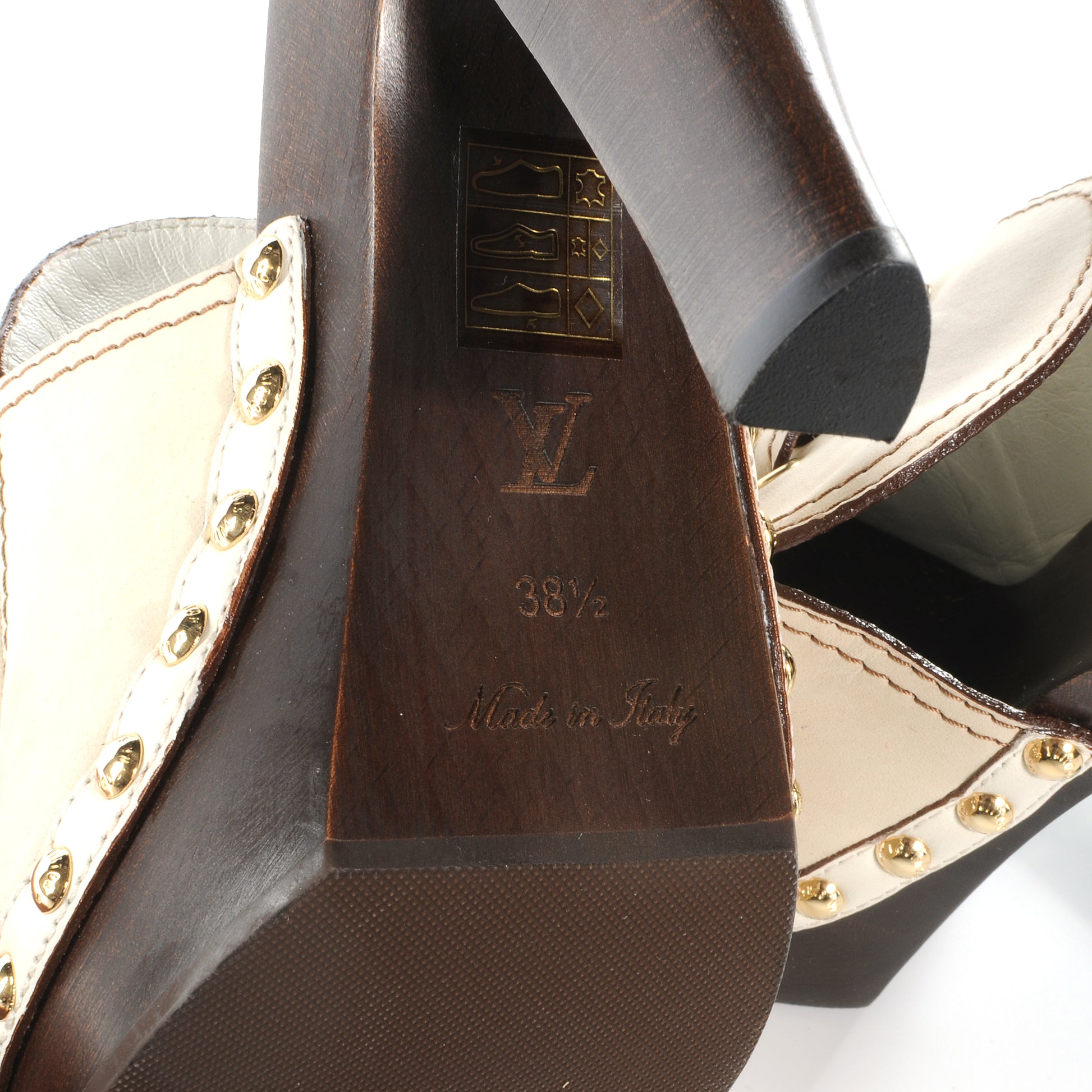 Louis Vuitton Leather Wood Clogs 38.5 Ivory 6 of 7
