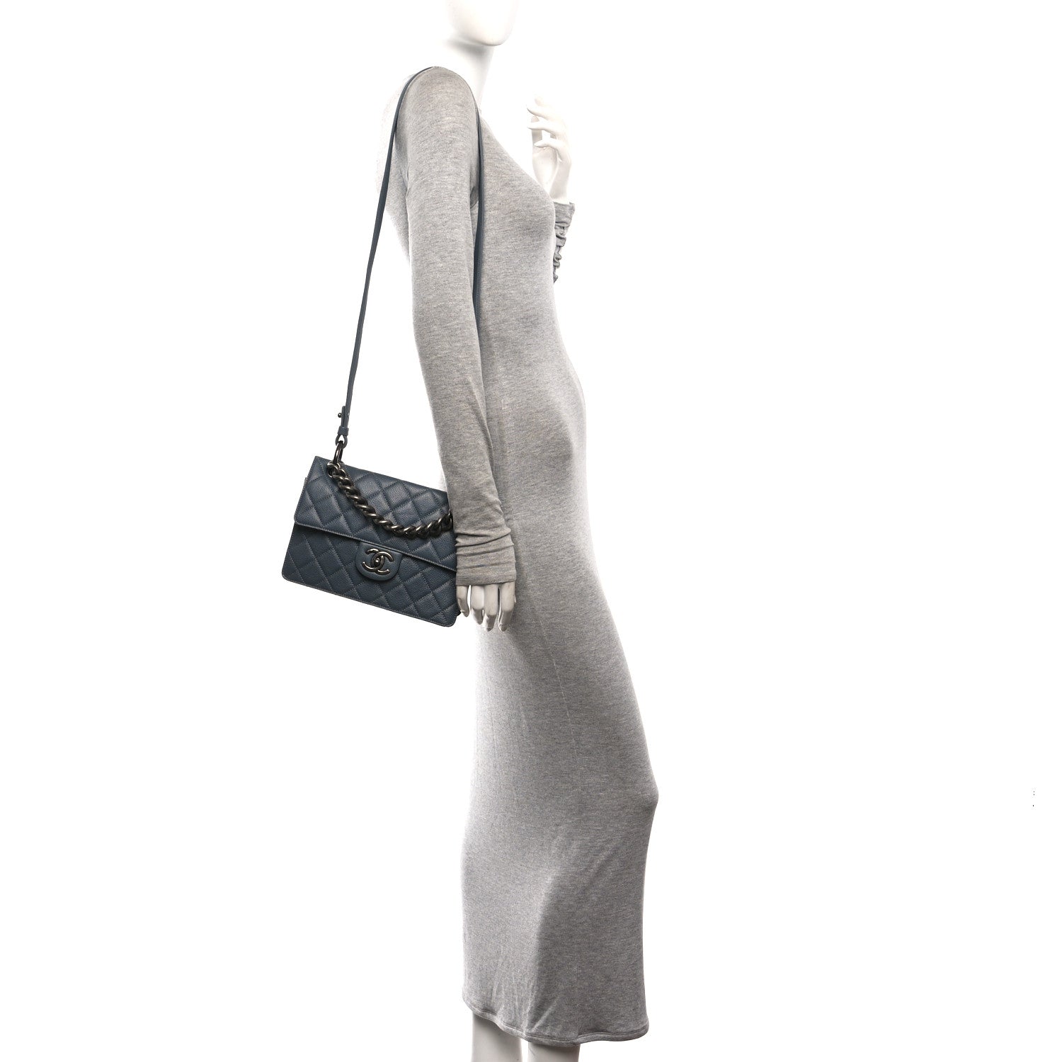 Chanel Caviar Quilted Small Retro Class Flap Grey 2 of 10