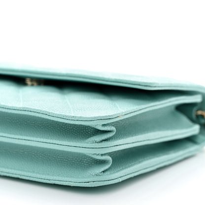 Chanel Caviar Quilted Square Wallet On Chain WOC Light Blue 11 of 12