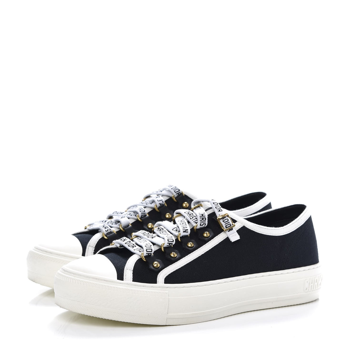 Canvas Walk'N'Dior Low Top Sneakers 37.5 Black