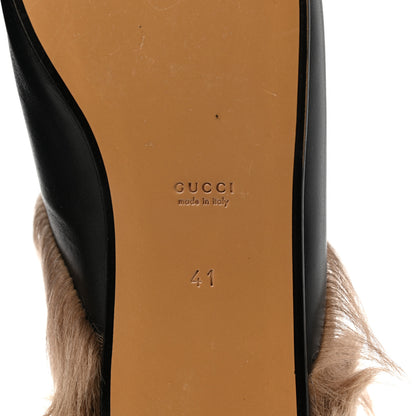 Gucci Calfskin Fur Womens Princetown Slippers 41 Black 6 of 10