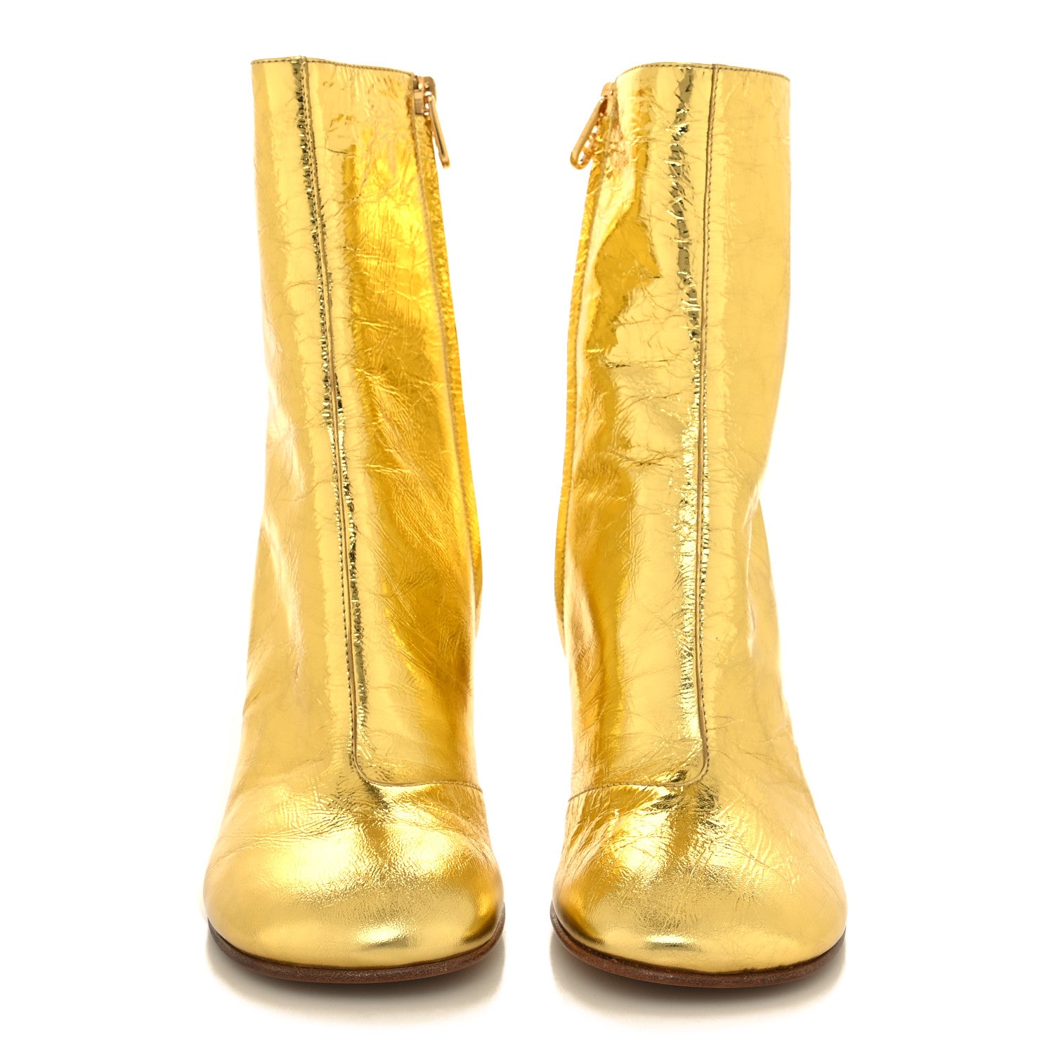 Fendi Laminated Craquele Nappa Fendi First 95mm Booties 37 Gold 2 of 8