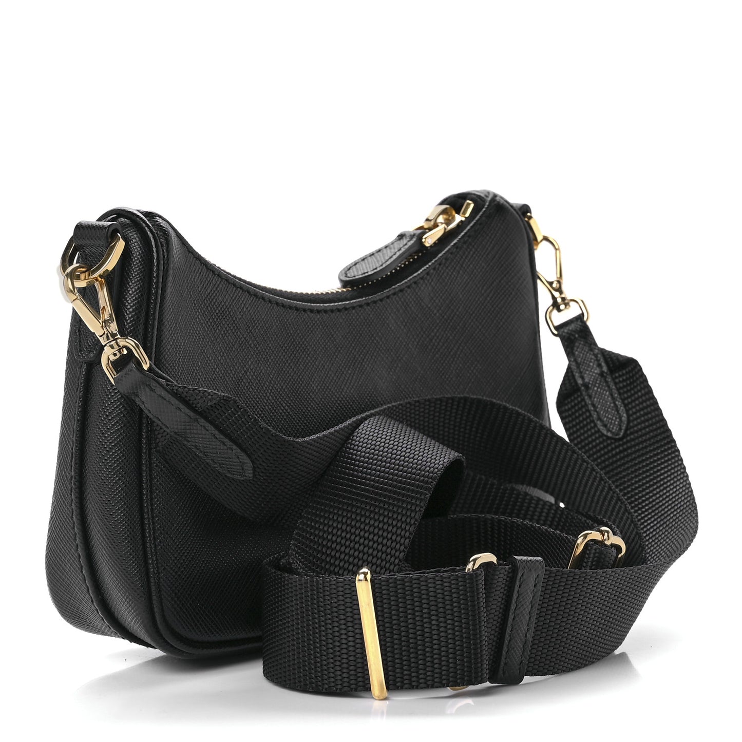 Saffiano Lux Mini Shoulder Bag Black