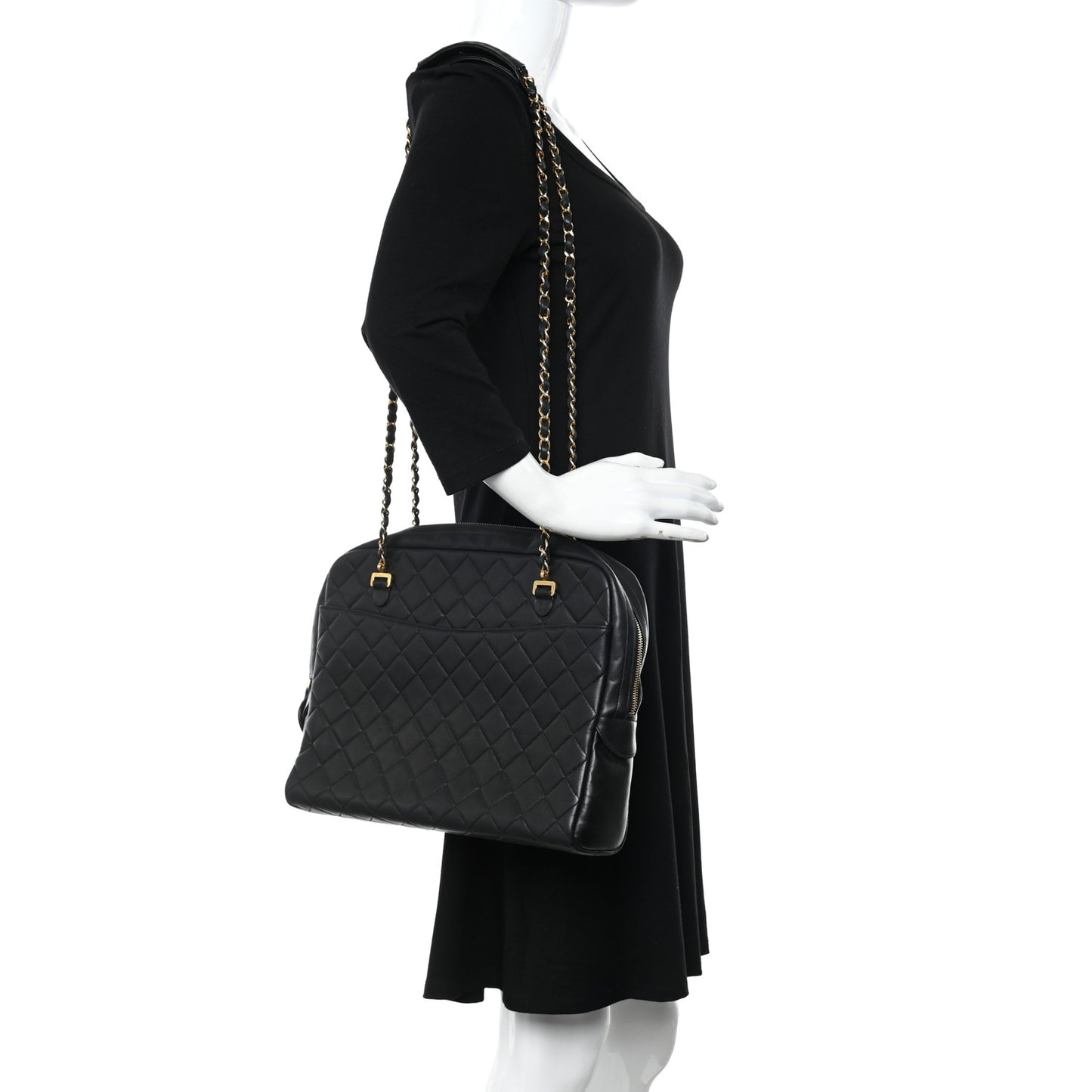 Lambskin Quilted Shoulder Bag Black