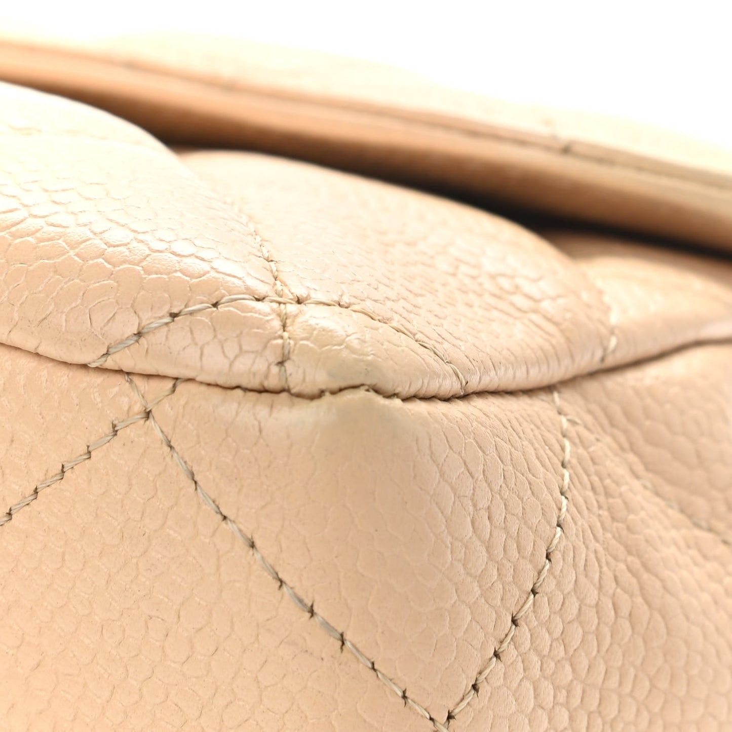 Caviar Quilted Jumbo Single Flap Beige Clair