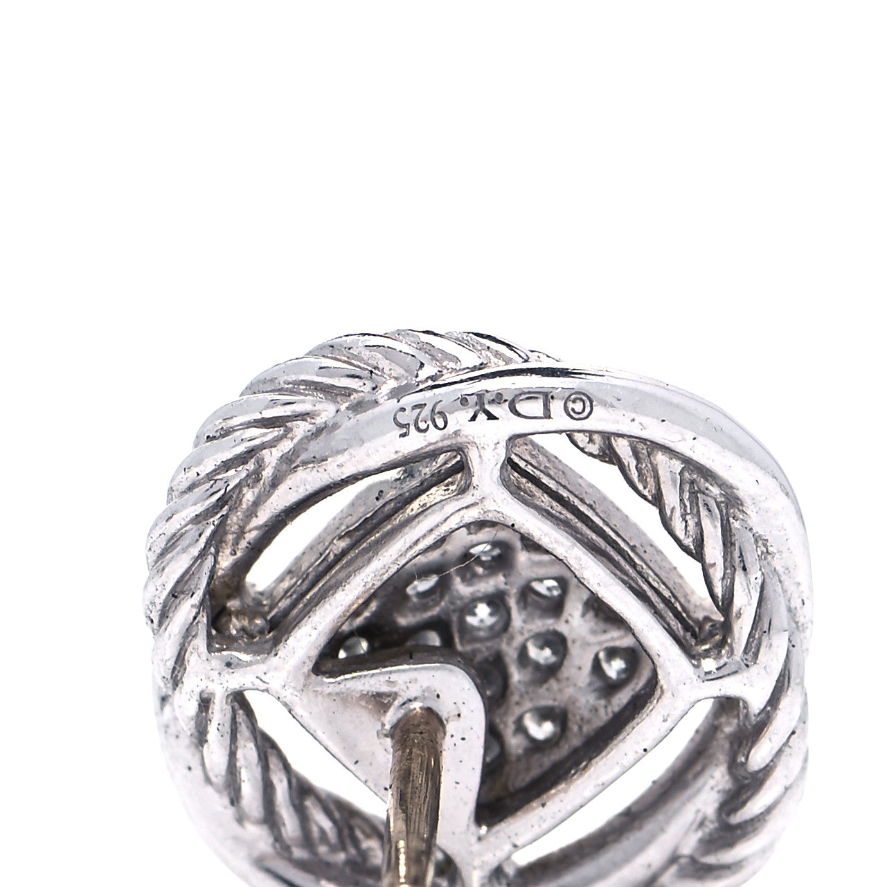 David Yurman Sterling Silver Diamond 13mm Infinity Earrings 6 of 6