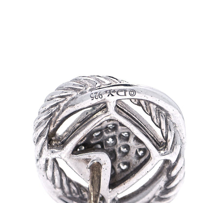 David Yurman Sterling Silver Diamond 13mm Infinity Earrings 6 of 6