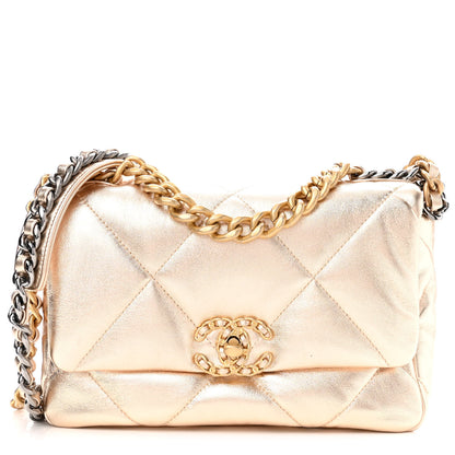 Chanel Metallic Lambskin Quilted Medium Chanel 19 Flap Gold 1 of 10