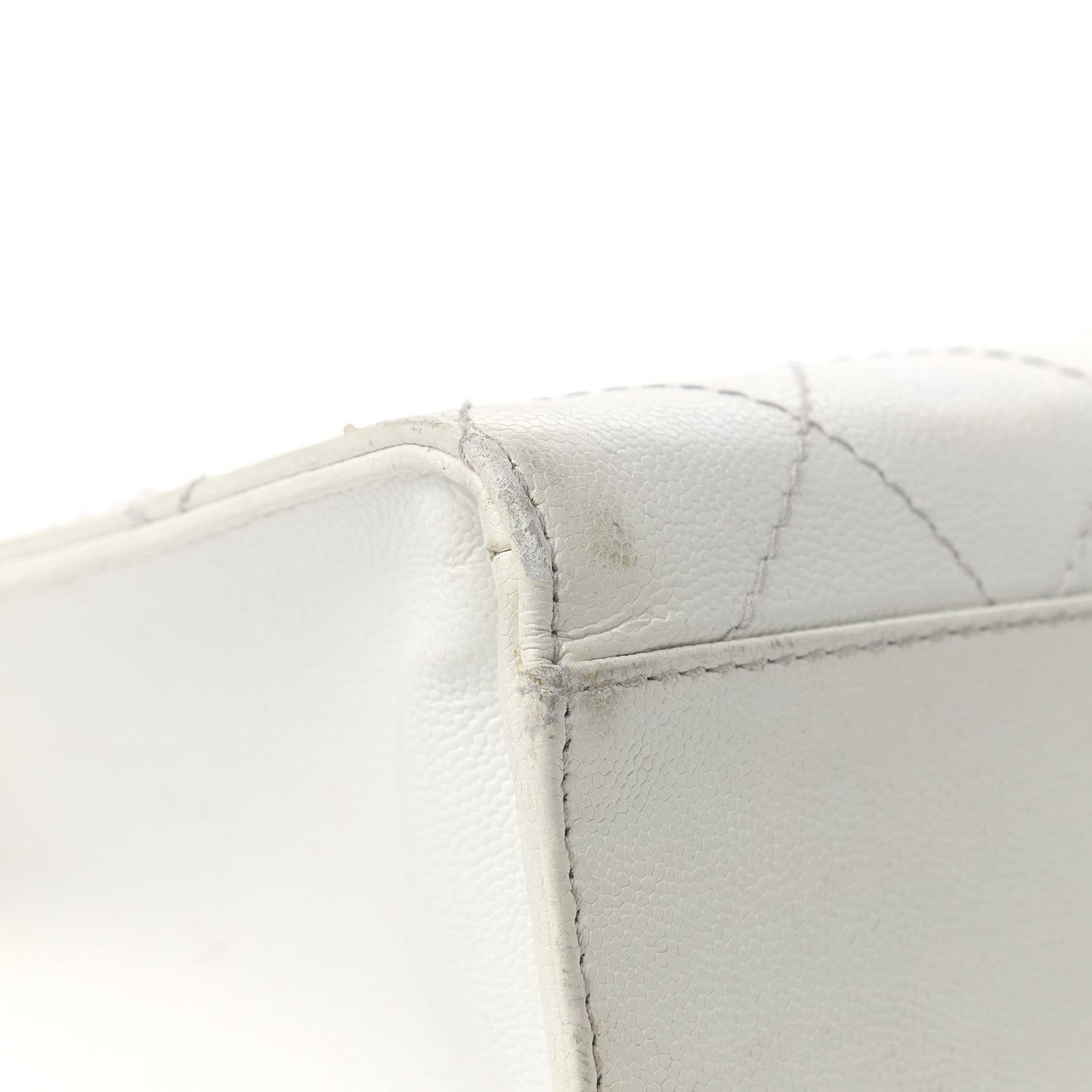 Caviar Stitched Shoulder Bag White