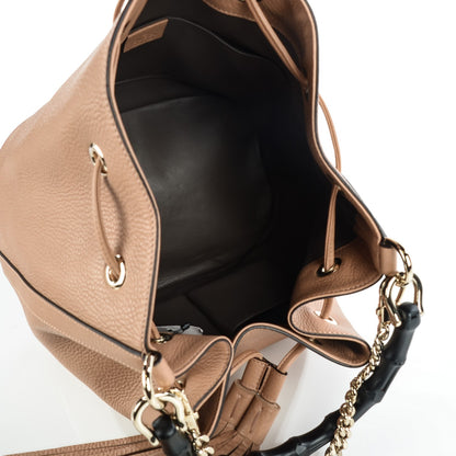 Gucci Pebbled Calfskin Miss Bamboo Bucket Bag Camelia 7 of 7