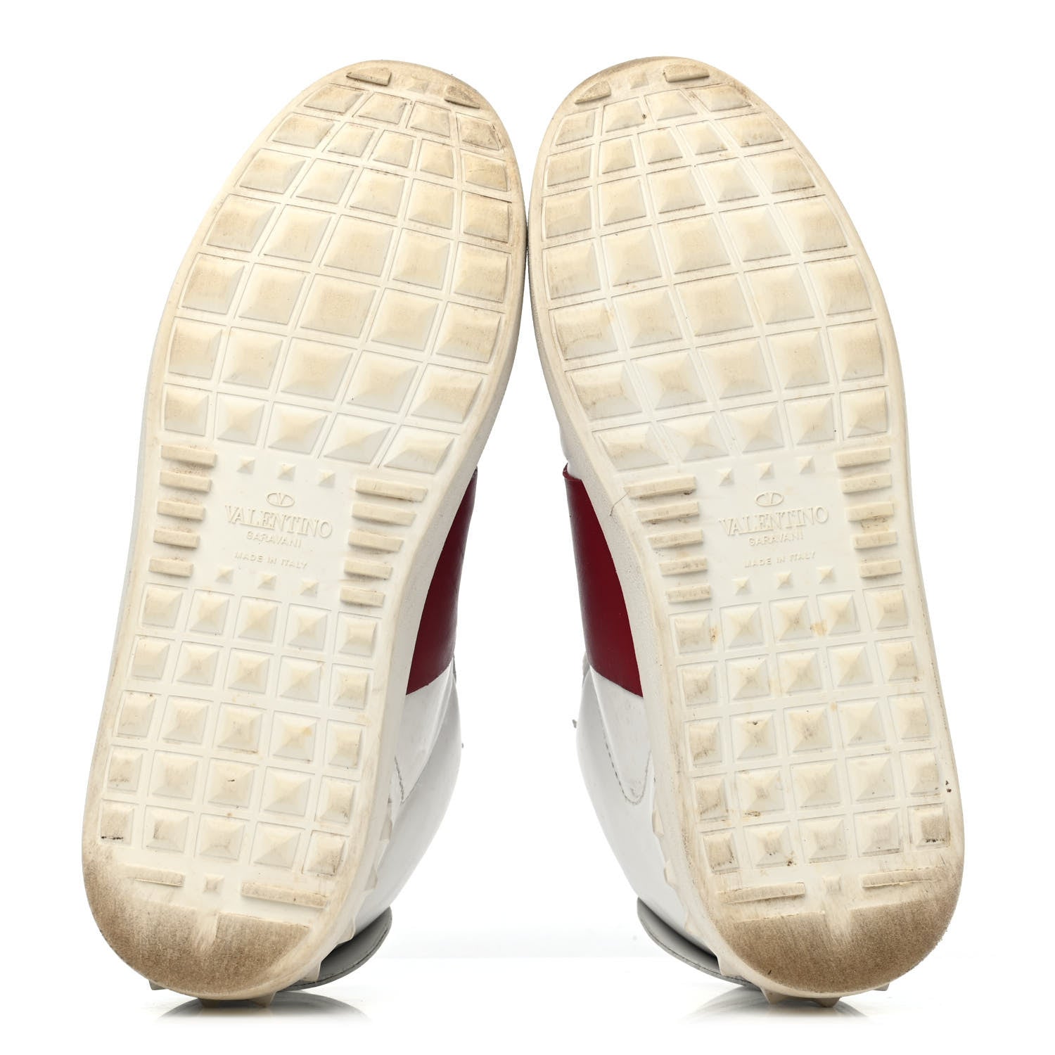 Valentino Garavani Calfskin Womens Rockstud Open High Top Sneakers 37 White Red 4 of 4