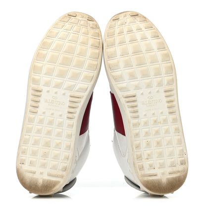 Valentino Garavani Calfskin Womens Rockstud Open High Top Sneakers 37 White Red 4 of 4