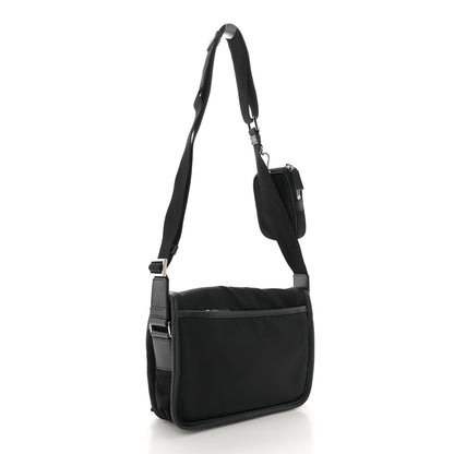 Prada Re-Nylon Saffiano Pocket Double Snap Buckle Shoulder Bag Black 3 of 14