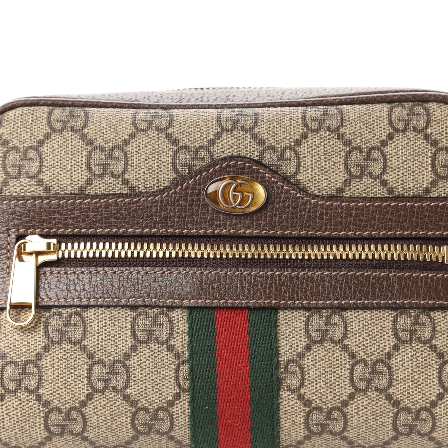 GG Supreme Monogram Web Small Ophidia Belt Bag 85 34 Dark Brown